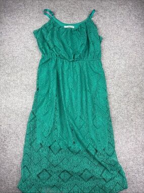 Maurices Emerald Green Lace Maxi Dress with Adjustable Straps